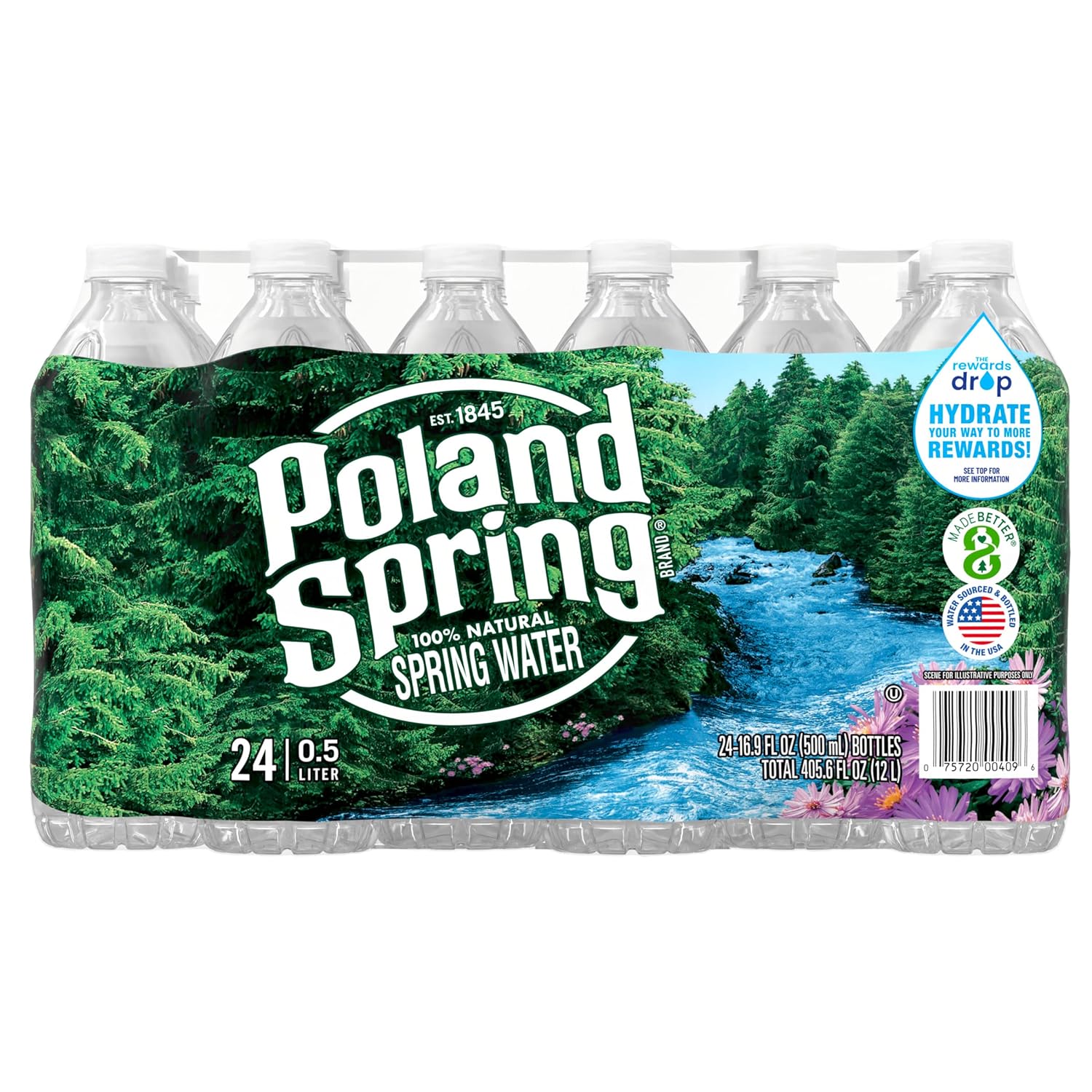 Poland Spring 100% Natural Spring Water (40 Pack, 16.9oz Bottles) – Crisp Taste, Natural Electrolytes, Everyday Hydration