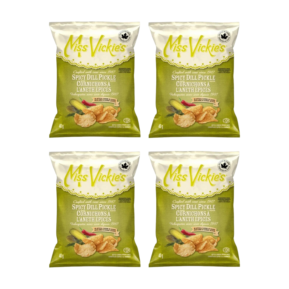 Miss Vickie's Spicy Dill Pickle Kettle Cooked Chips - 4 Snack Pack (40g)