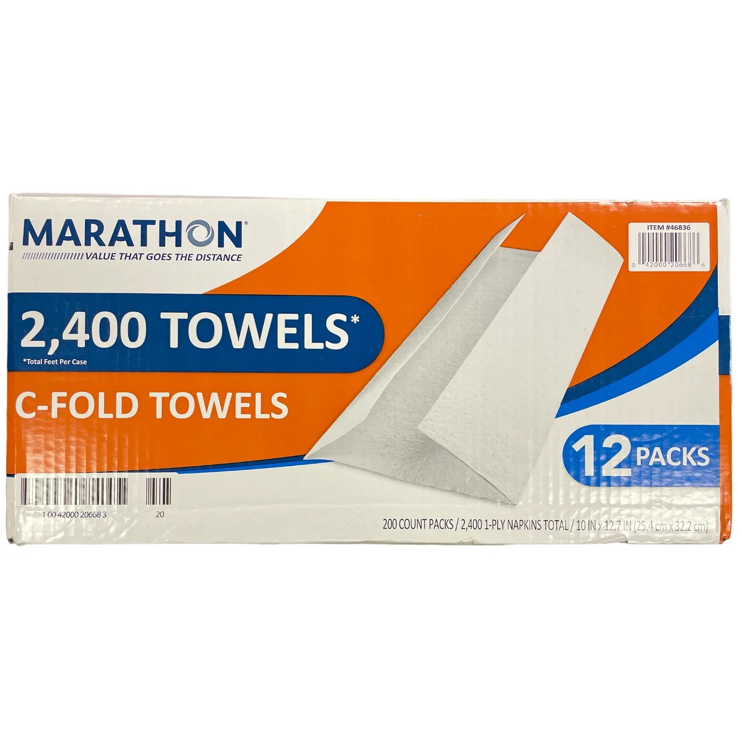 Marathon C-Fold Paper Towels, White (2400 Count Bulk Case) – 1-Ply, Absorbent for Restrooms & Commercial Use
