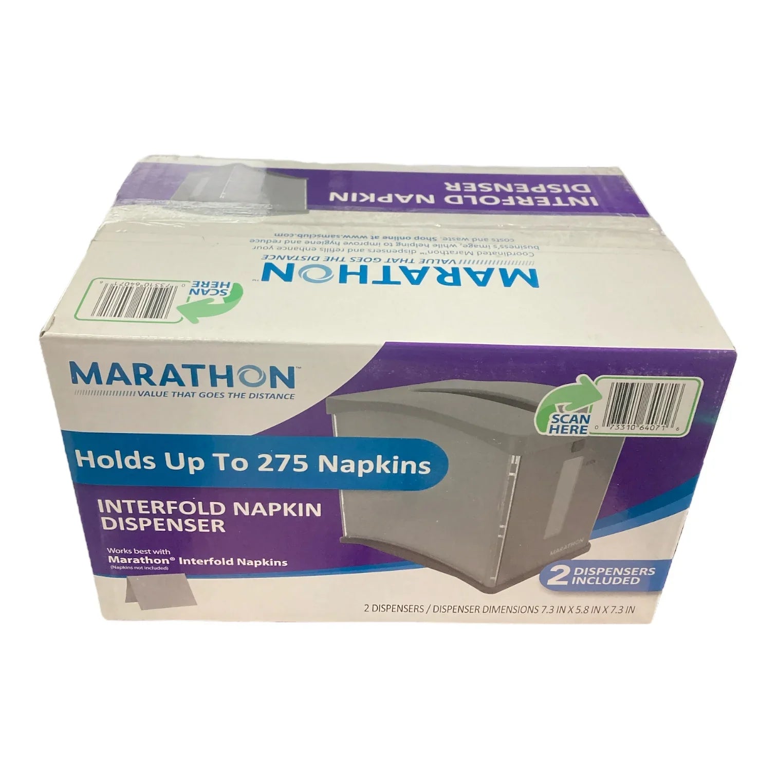 Marathon Tabletop Interfold Napkin Dispensers (2 Pack) – Reduce Waste, Easy Refill, Stable Design for Restaurants & Businesses