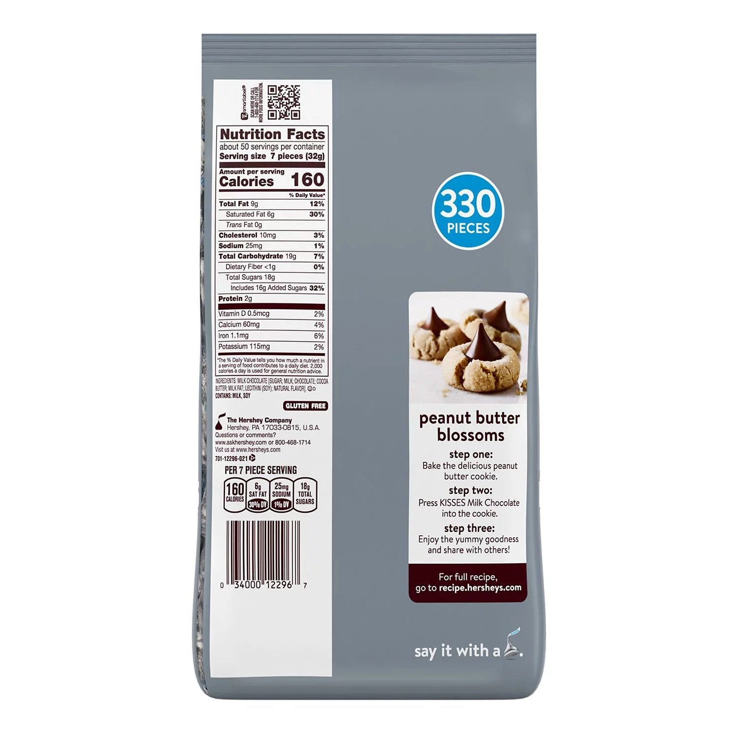 HERSHEY'S KISSES Milk Chocolate Candy (Bulk Bag, 56oz, Approx. 330 Pieces) – Iconic, Creamy & Perfect for Sharing!