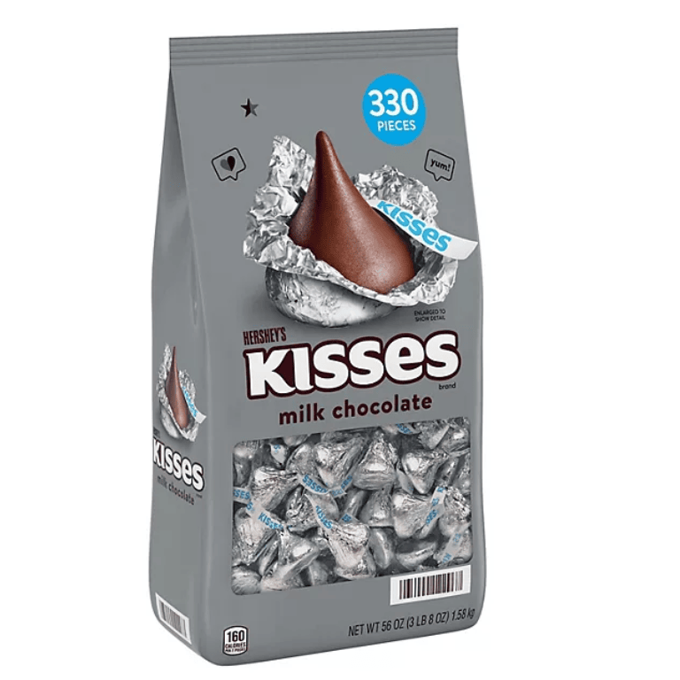 HERSHEY'S KISSES Milk Chocolate Candy (Bulk Bag, 56oz, Approx. 330 Pieces) – Iconic, Creamy & Perfect for Sharing!